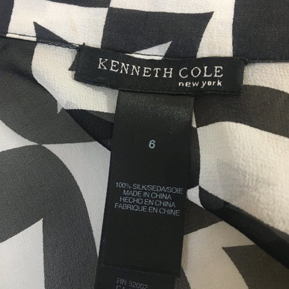 Kenneth Cole Black & White Geometric Blouse - Picture 8 of 10